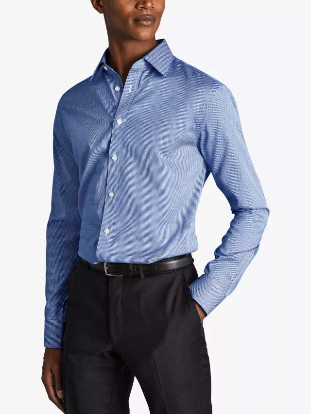 Non-Iron Puppytooth Slim Fit Shirt, Royal