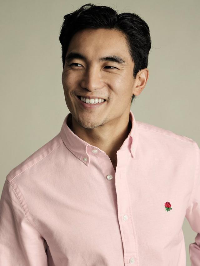 England Rugby Button-Down Washed Oxford Classic Fit Shirt - Pink