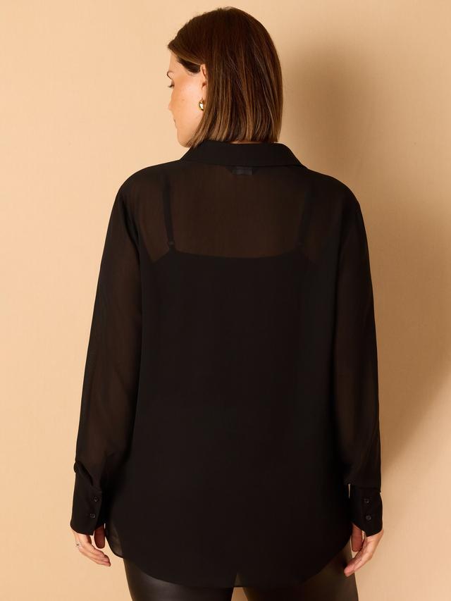 Curve Patch Pocket Shirt Black