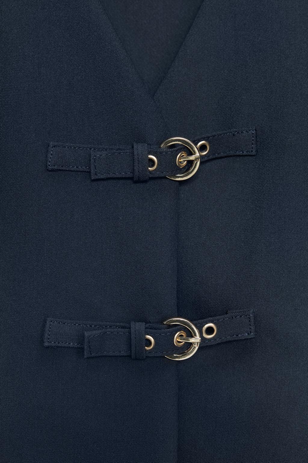 CREPE TOP WITH BUCKLES Navy