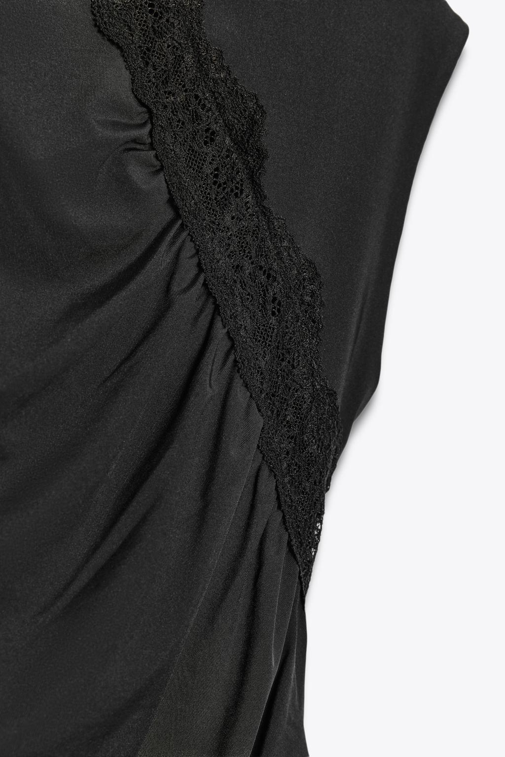 Zara Black Sleeveless Lace Detailed Top