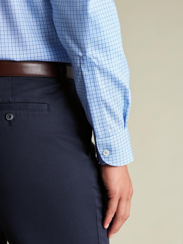 Check Non-Iron Cotton Pinpoint Oxford Slim Fit Shirt, Cornflower Blue