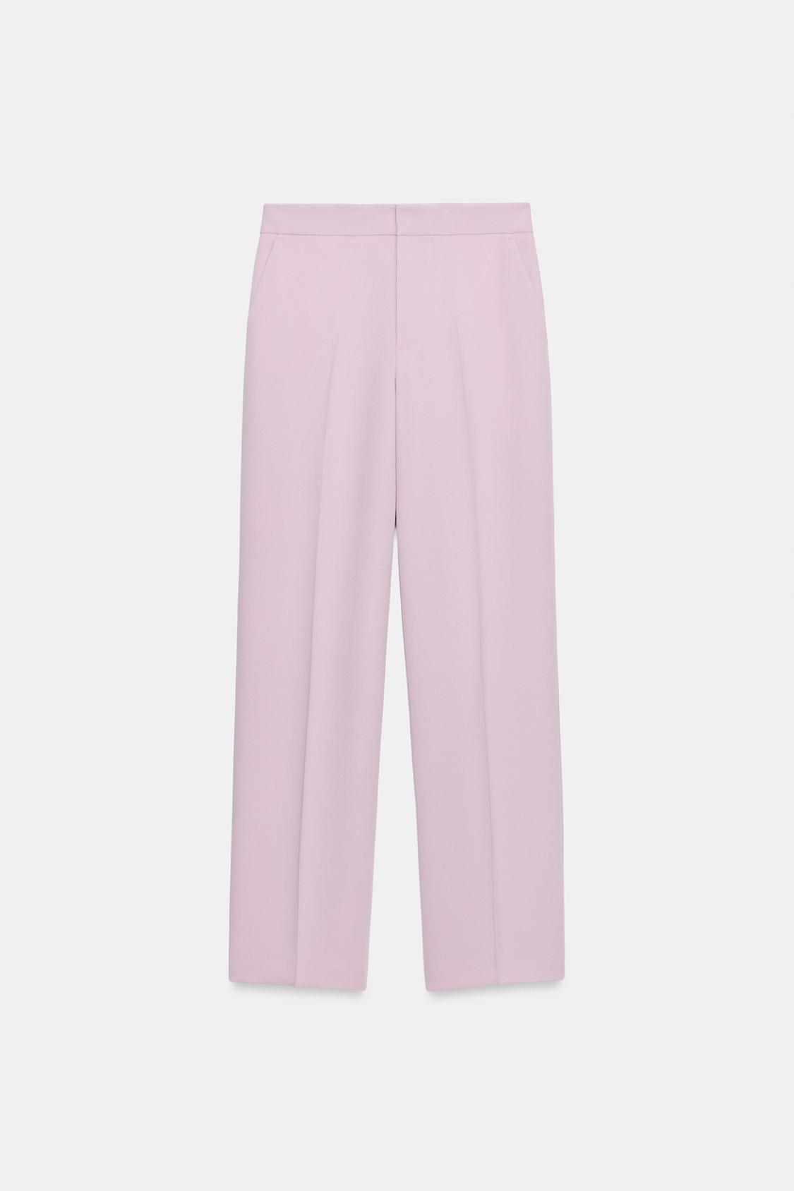 Lilac High Waist Straight Leg Trouser And Fitted Lace Shoulder Pad Blazer set