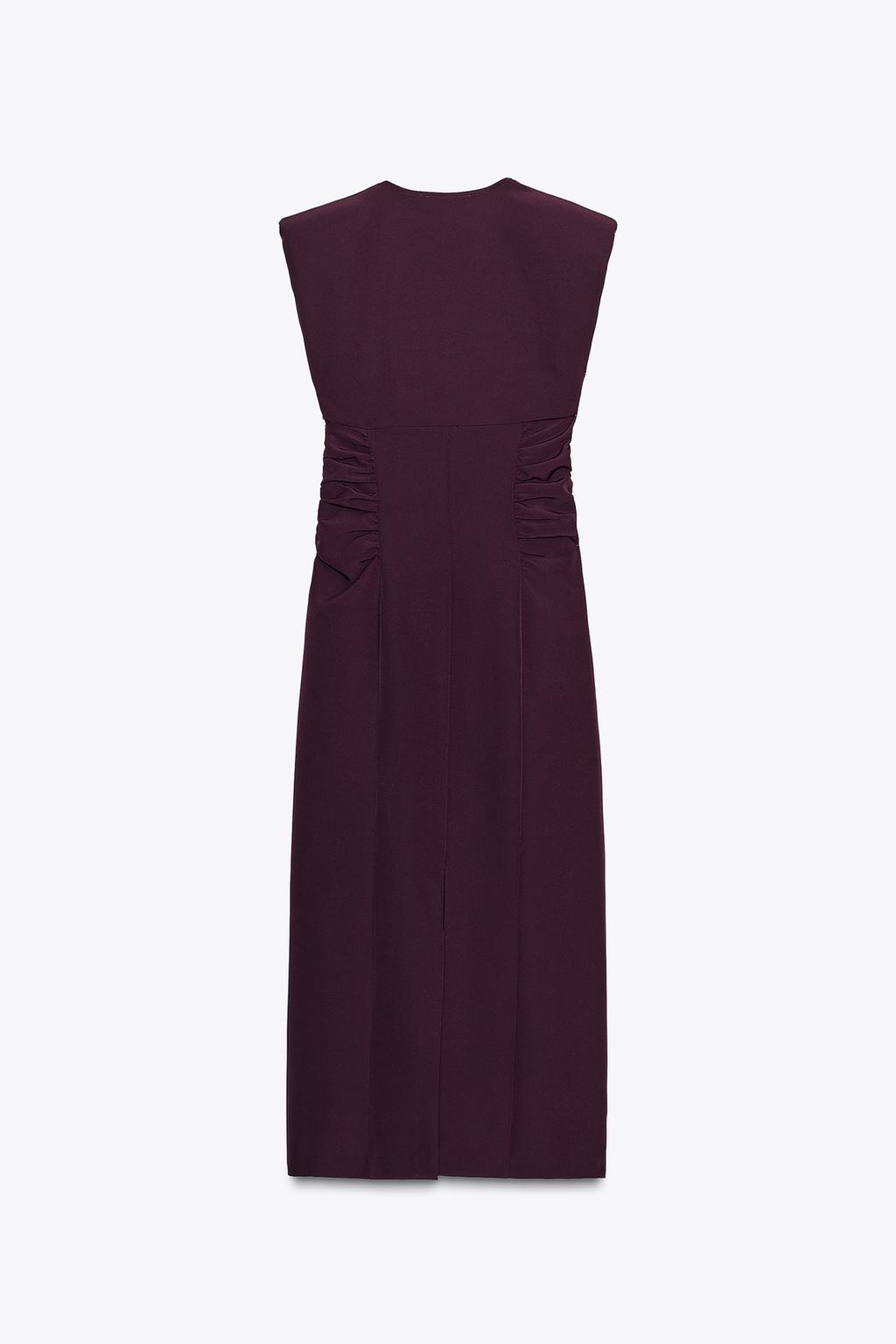 DRAPED MIDI DRESS Aubergine