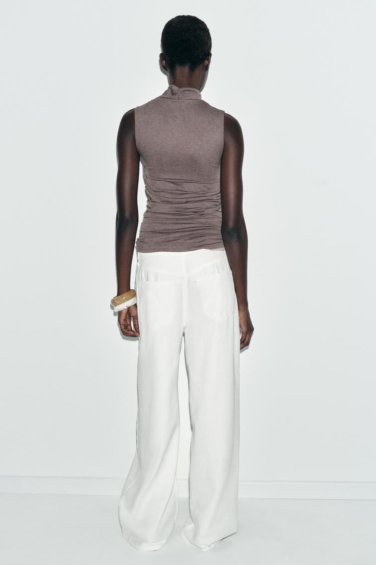 Gathered Draped Sleeveless Top