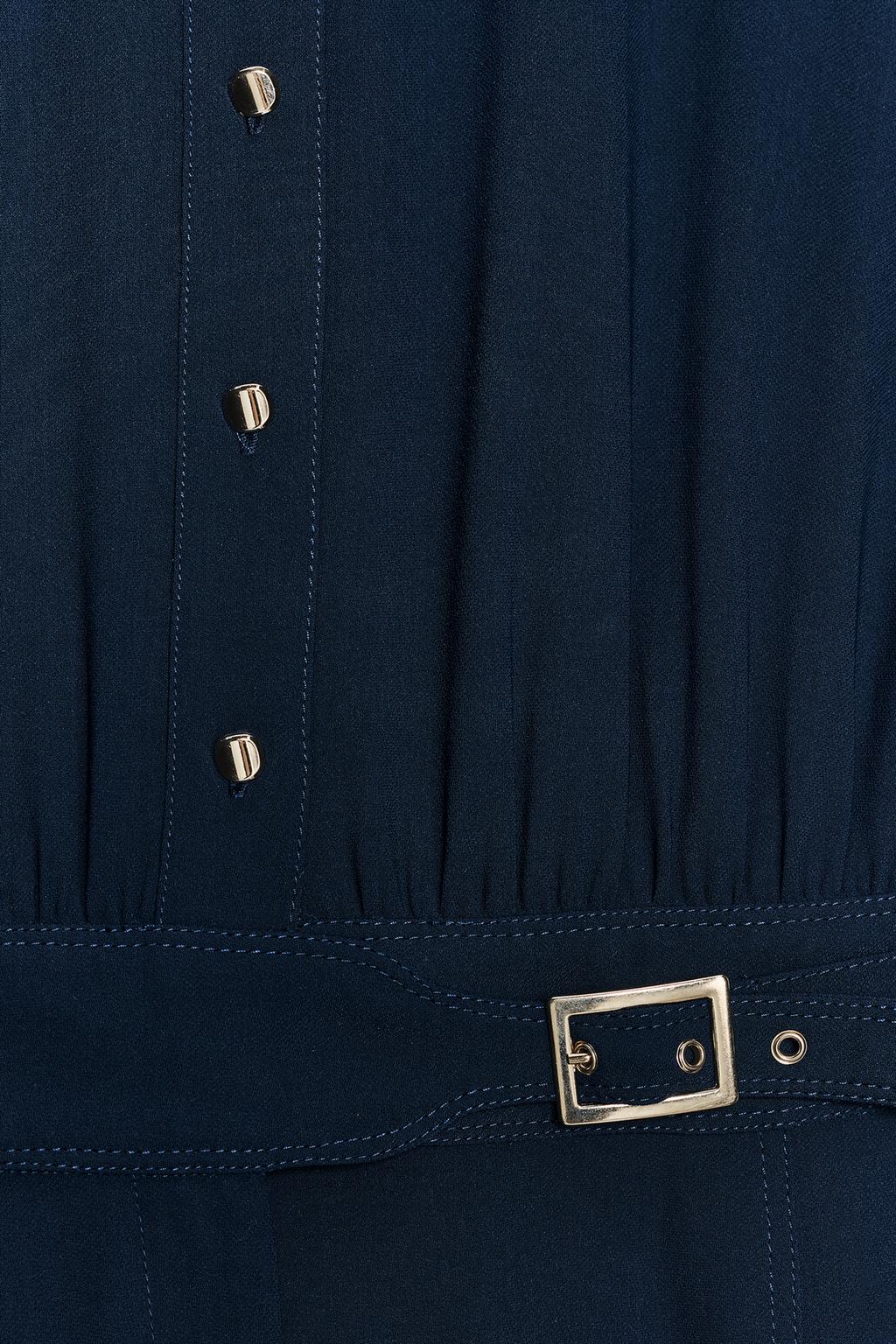 Zara Crepe Jumpsuit In Navy Blue