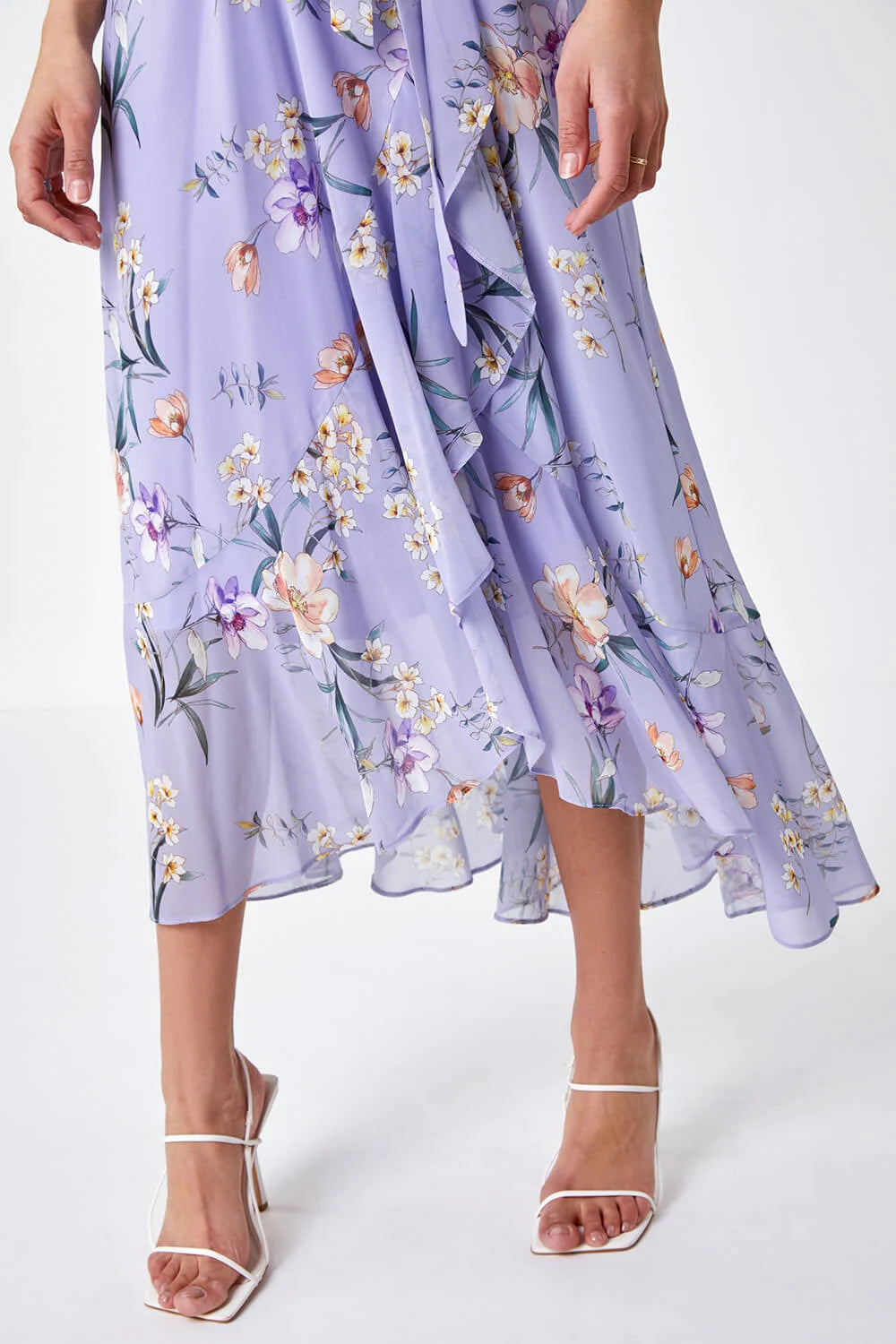 Lilac Chiffon Wrap Maxi Dress