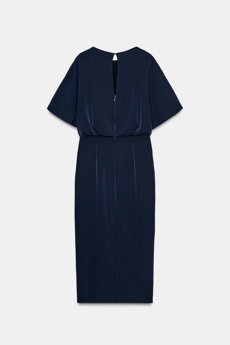 Zara Round Neck Short Sleeves Dress Navy Blue