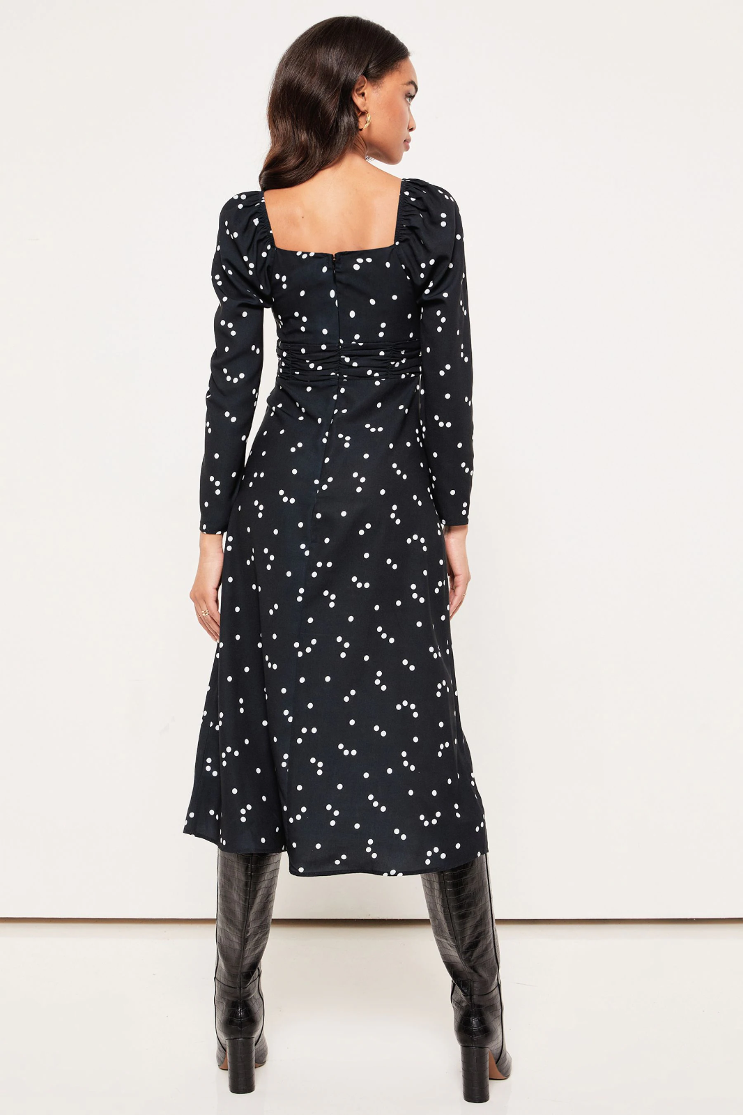 Black Spot Halterneck Split Front Dress
