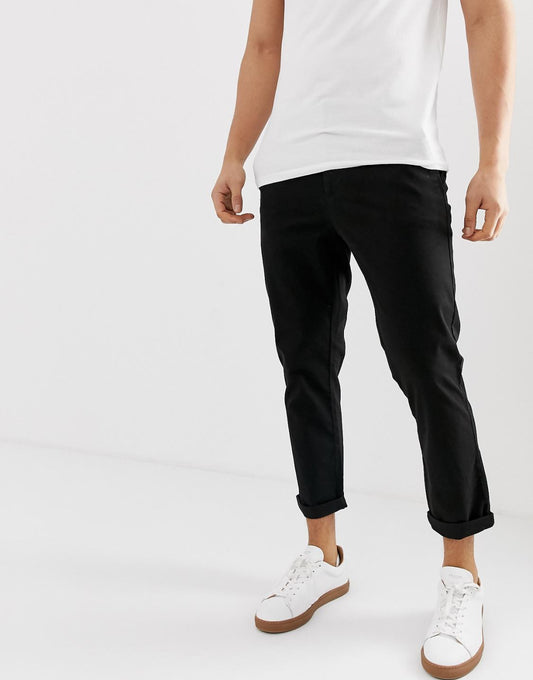 Slim Cropped Chinos Black
