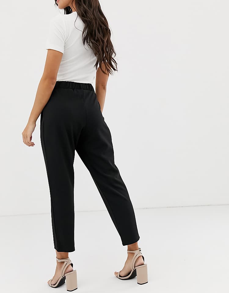 Maternity Pull On Tapered Black Trouser I Jersey Crepe