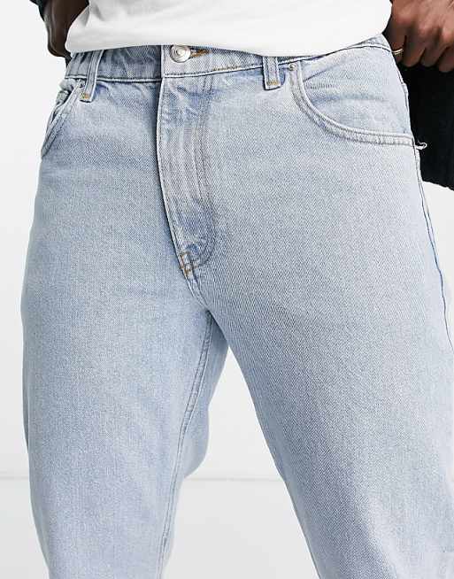 ASOS DESIGN classic rigid jeans in light stone with elasticated waist