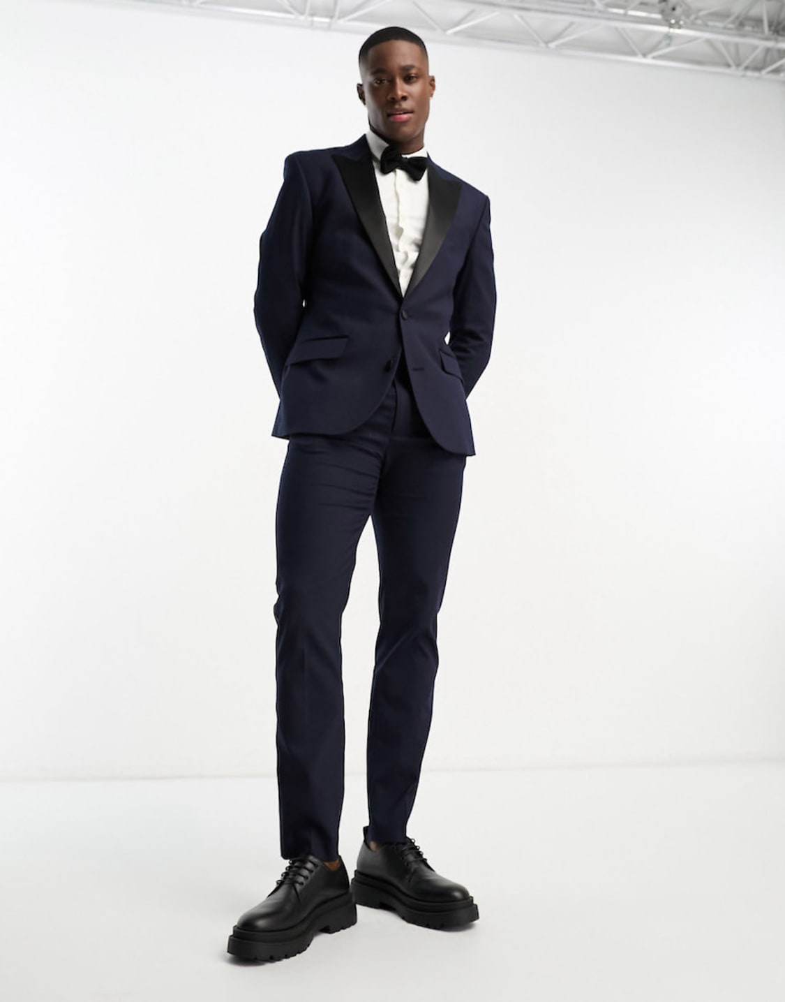 ASOS DESIGN slim tuxedo suit trousers in navy