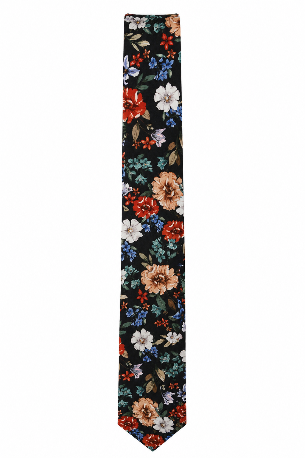Navy Blue Floral Print Necktie