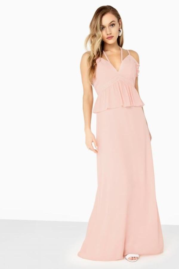 Frill Front Detail Chiffon Strappy Maxi