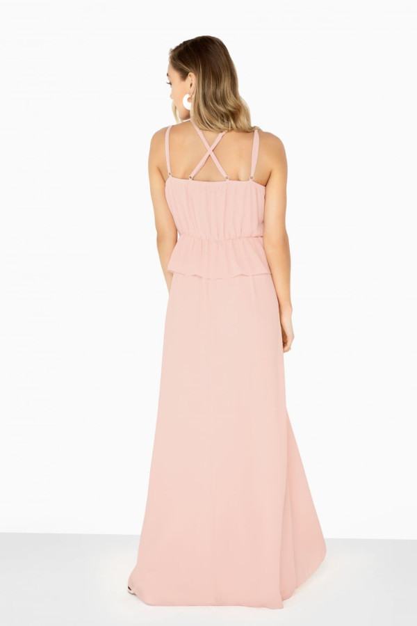 Frill Front Detail Chiffon Strappy Maxi