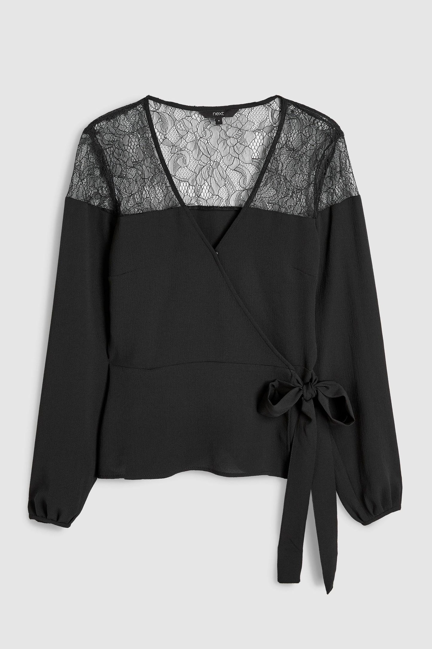 Black Lace Upper Wrap Blouse