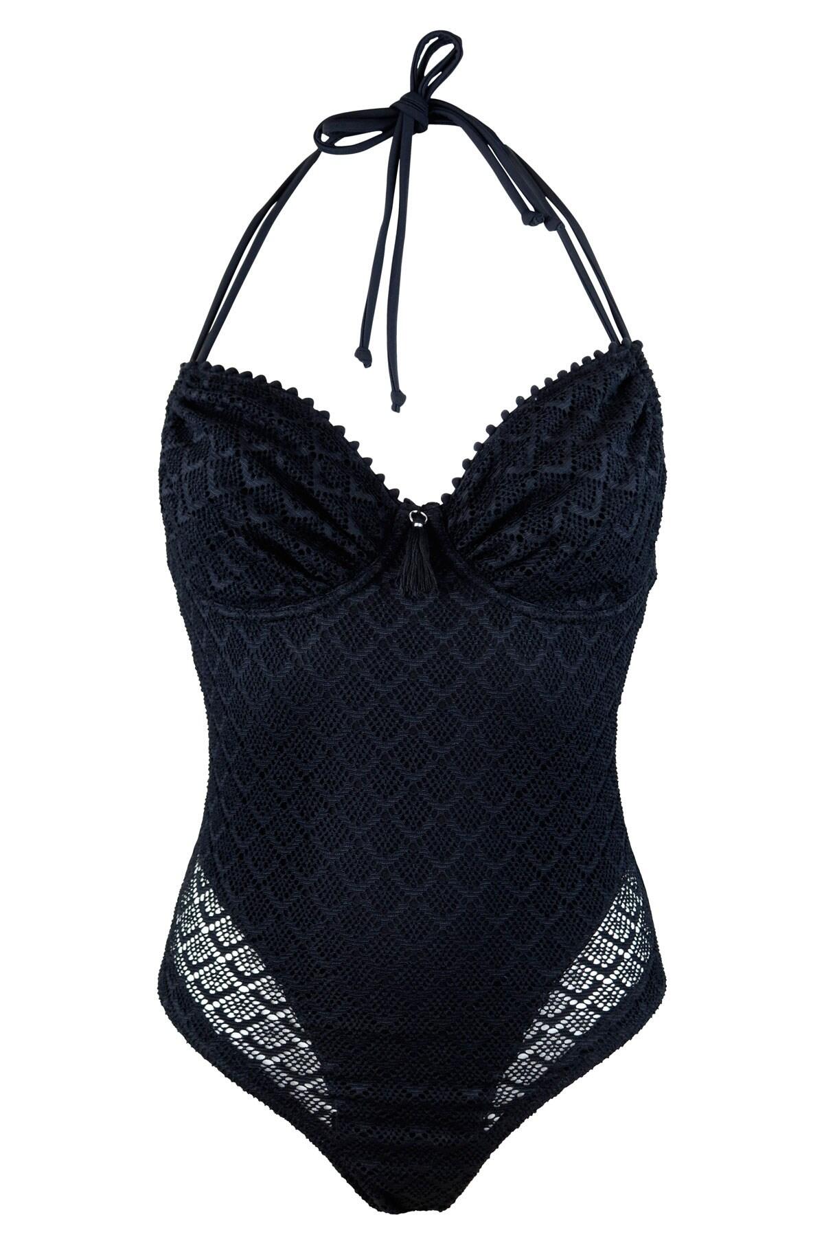 Castaway Adjustable Halter Underwired Swimsuit - Black