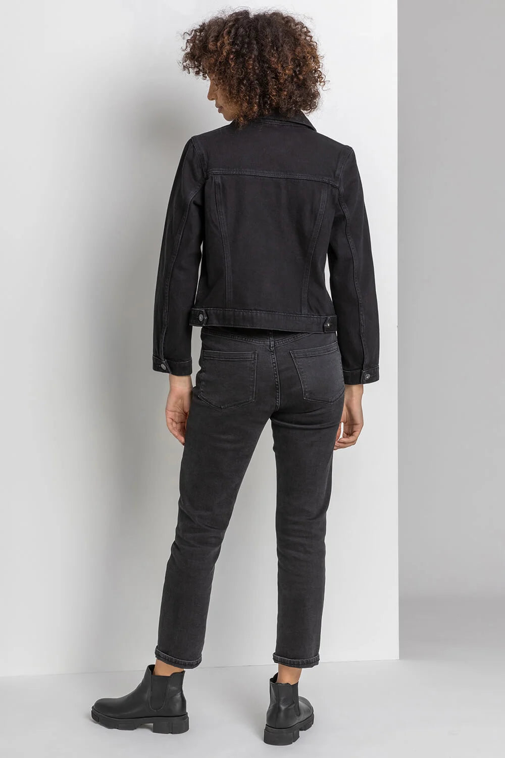 Denim Curve Cotton Denim Jacket Black