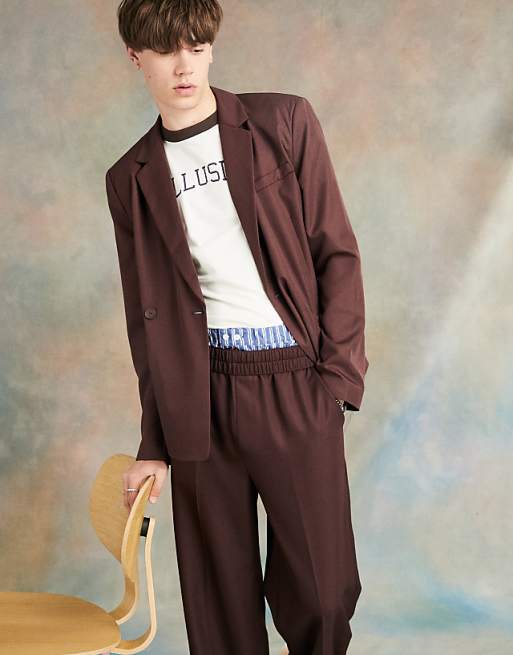 Unisex Asymmetric Belted Blazer Brown