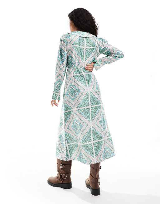 Reclaimed Vintage Inspired Collar Midi Tea Dress