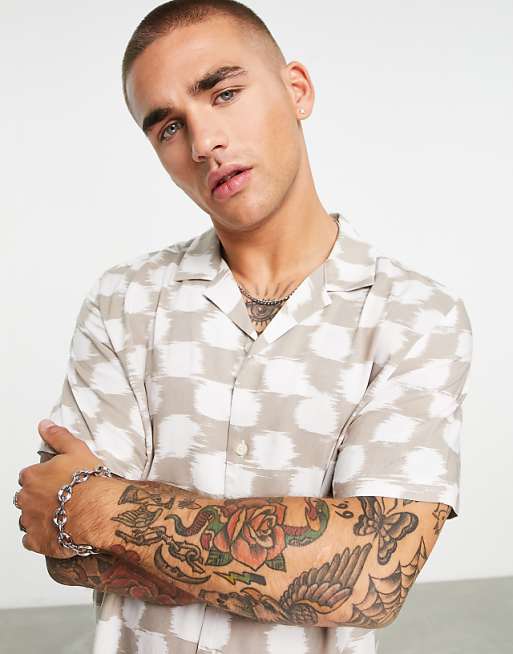 Revere Shirt in Beige and White Check