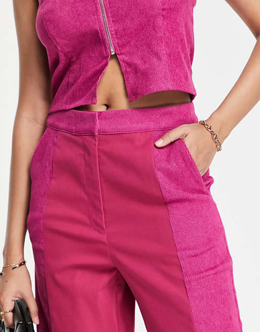 Lola May straight leg trousers co-ord in berry pink