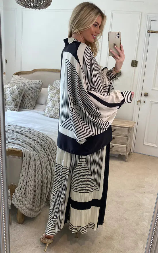 2 Pc Batwing Plisse Culotte Set