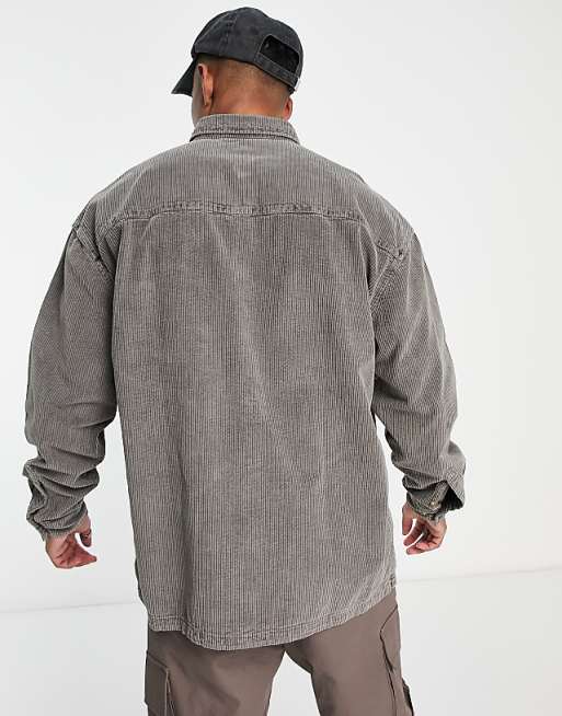 Oversized Cord Shirt in Vintage Washed Grey