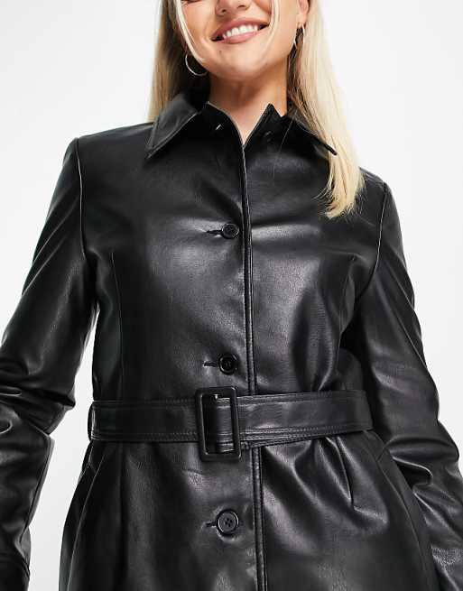 PU Belted Shacket Black