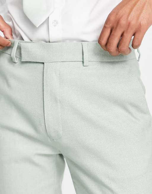 ASOS DESIGN Skinny Smart Trousers in Pastel Green