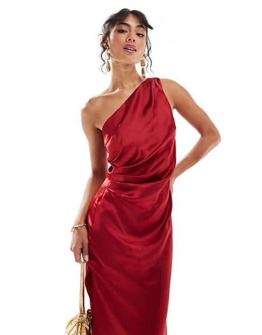 Pretty Lavish Amelia Ruched Midaxi Dress - Red