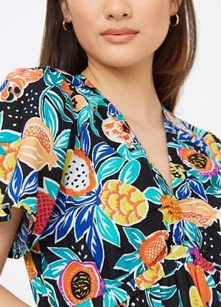 Tropical Printed Midaxi Smock Dress