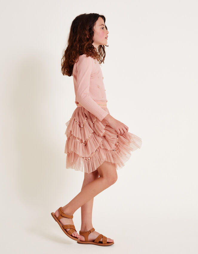 Embellished Long Sleeve Disco Set Pink