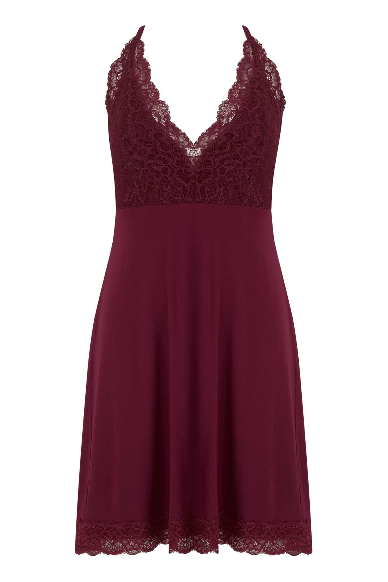 Sofa Loves Lace Removable Cup Jersey Chemise - Berry