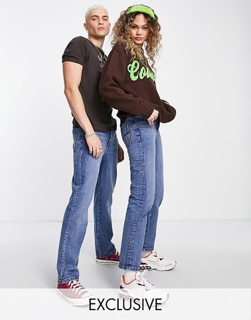 Unisex 90s Jeans Mid Wash Blue