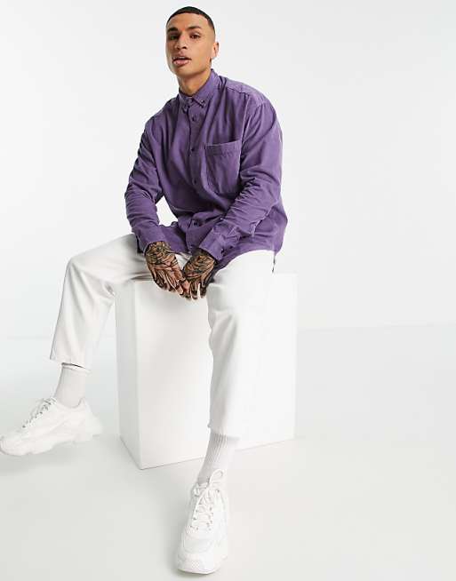ASOS DESIGN oversized cord shirt in mauve