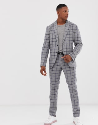 Windowpane Linen suit Trousers