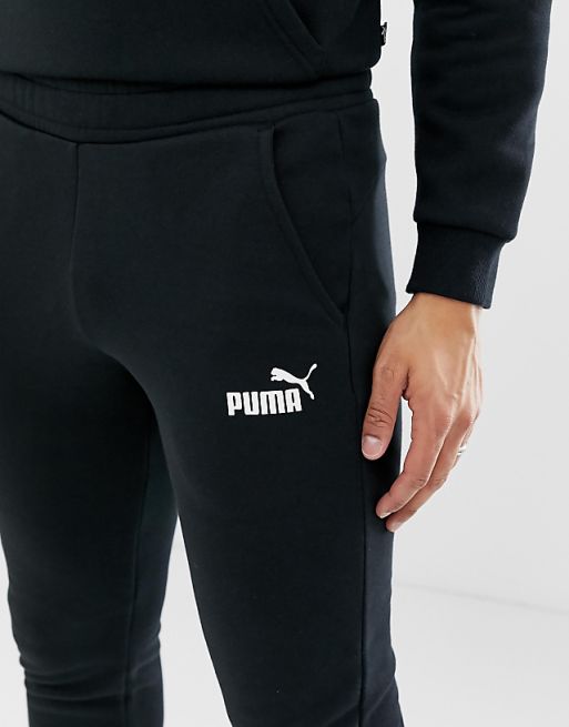 Puma Essentials small logo slim joggers in black