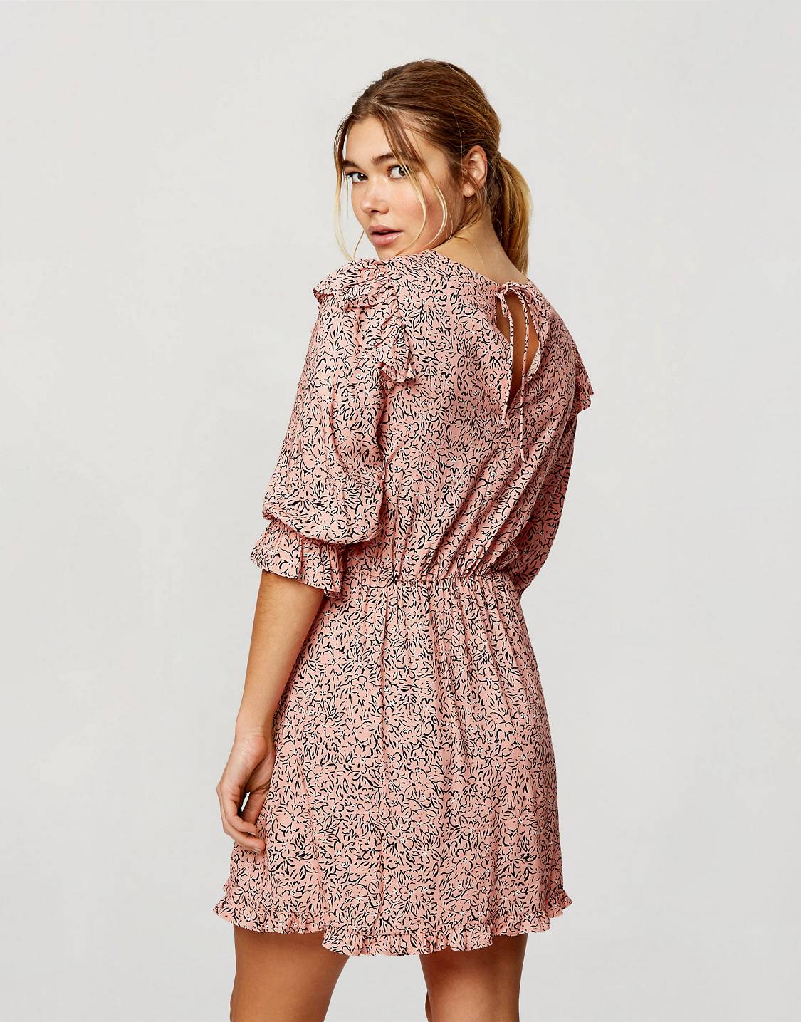 Long Sleeve Tea Dress Pink