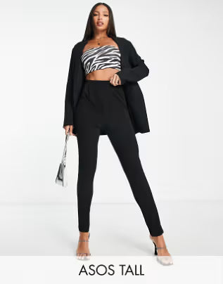 Tall Jersey Tapered Suit Trousers In Black