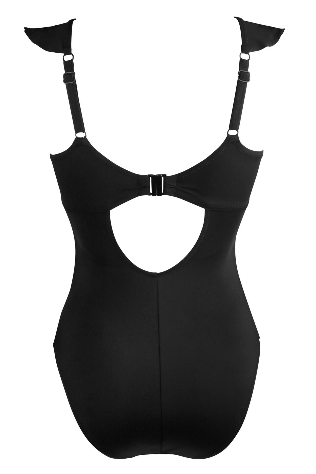 Space Frill Non-Wired Swimsuit - Black