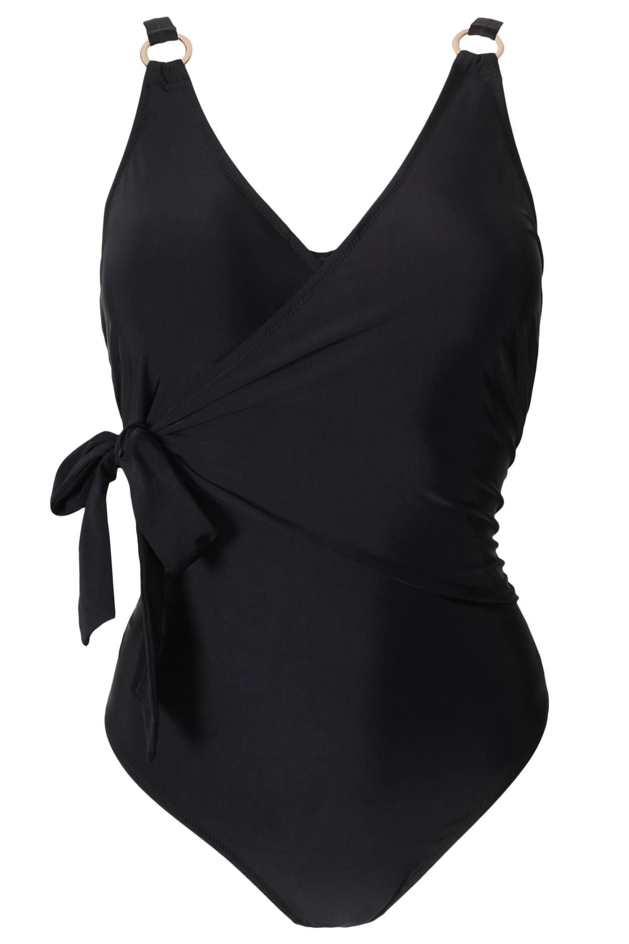 Samoa Wrap Over Control Swimsuit - Black
