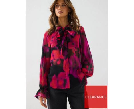 Floral Printed Ruffle Sheer Blouse