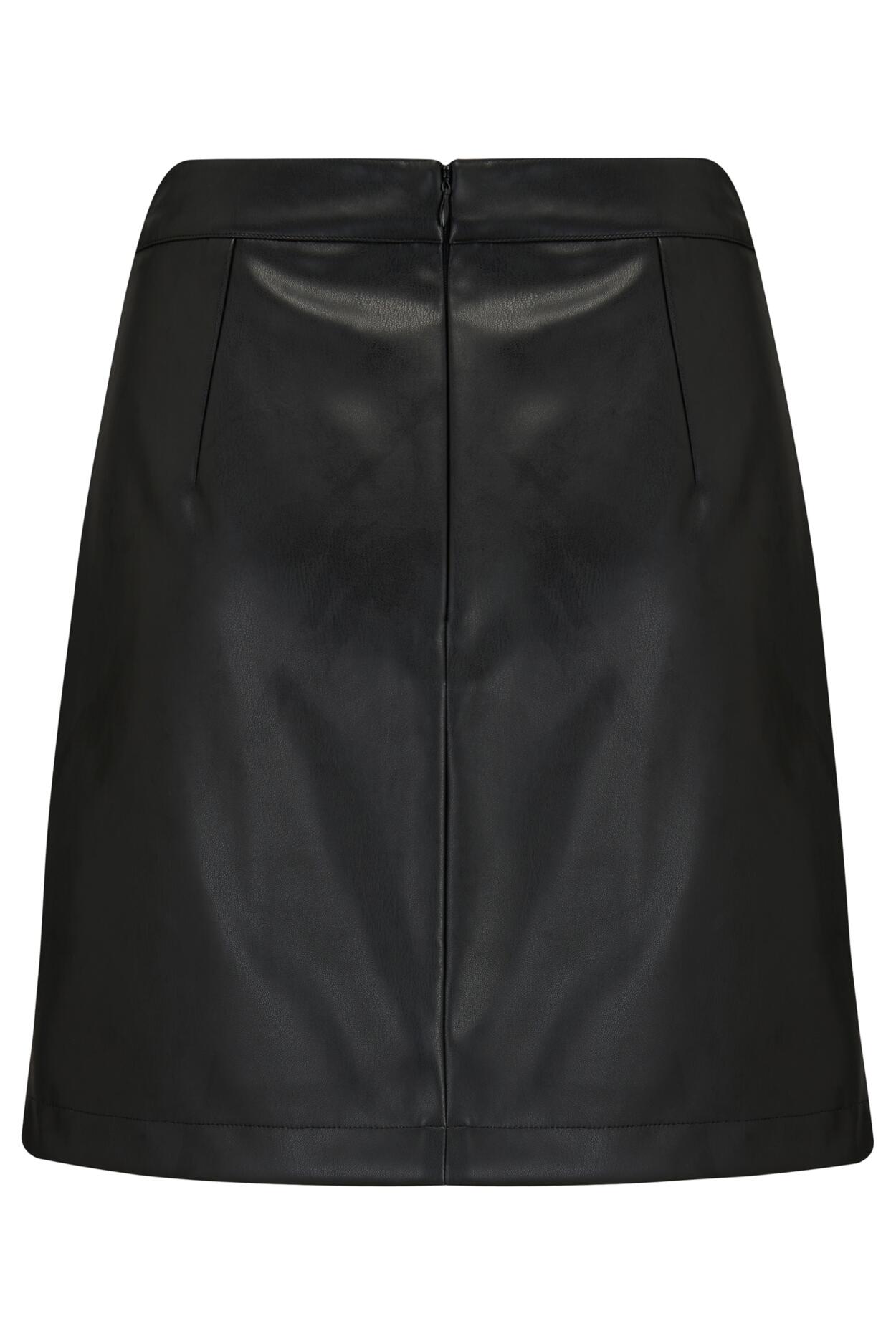 Ella Faux Leather Zip Front Mini Skirt - Black