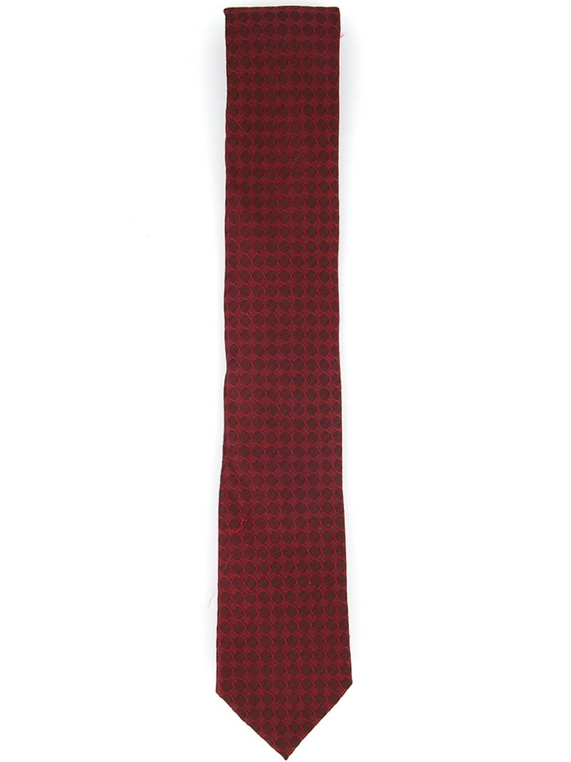 Mens Red Geometric Silk Slim Neck Tie