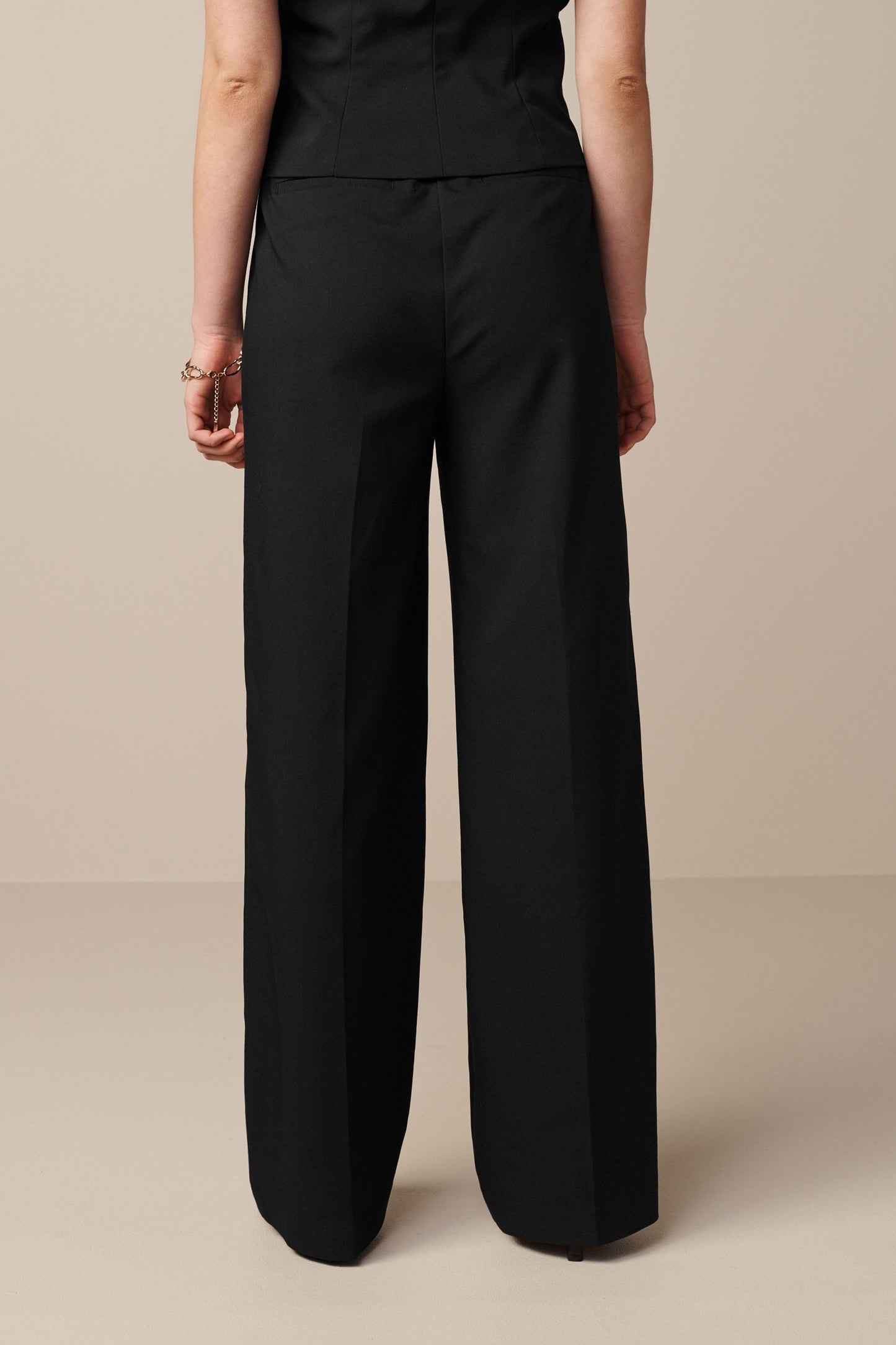 Black Petite Tailored Stretch Wide Leg Trousers