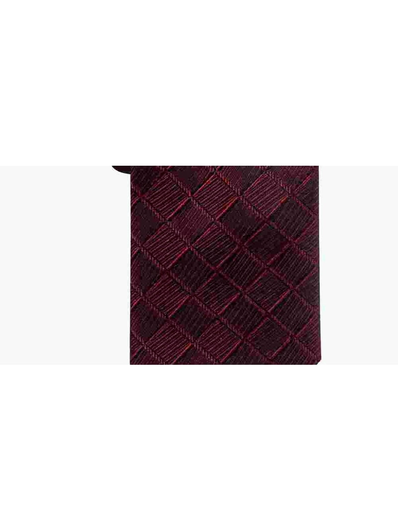 Franco Geo Silk Geo Print Neck Tie Burgundy Red