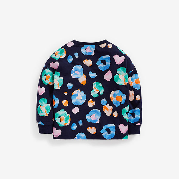 Animal Blue Long Sleeve Cuffed Top