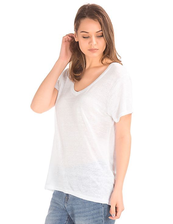 V-Neck Linen T-Shirt